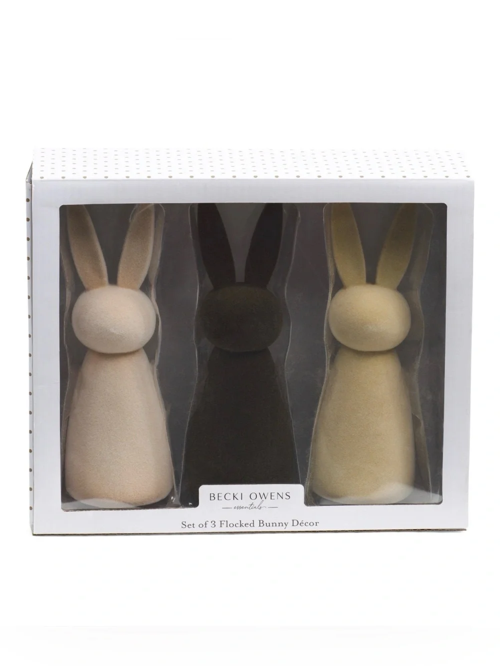 🩶Becki Owens Flocked Bunny SET of 3 Neutral Rabbits - NWT🩶